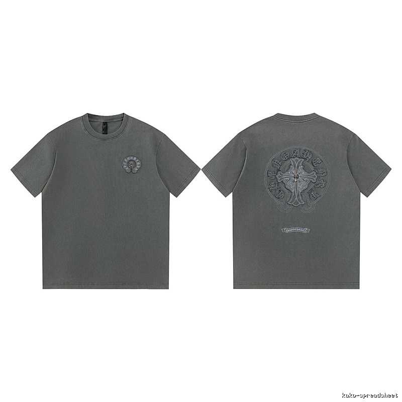 Chrome Hearts Cross Embroidered High Street Dark Grey Short-sleeve T-Shirt