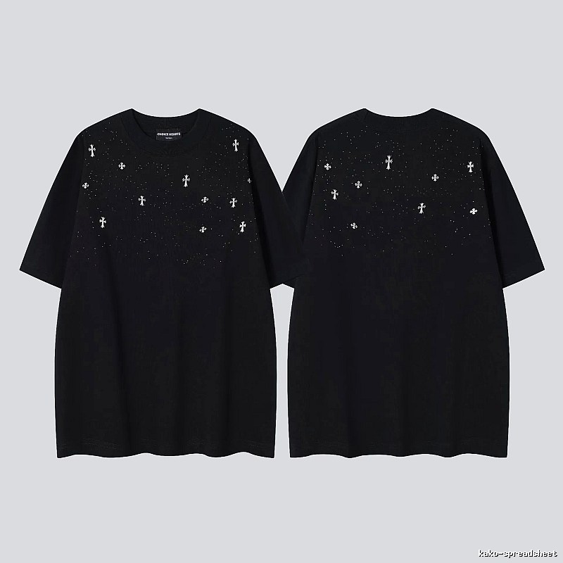 Chrome Hearts Cross Embroidered Street Style Black Short-sleeve T-shirt