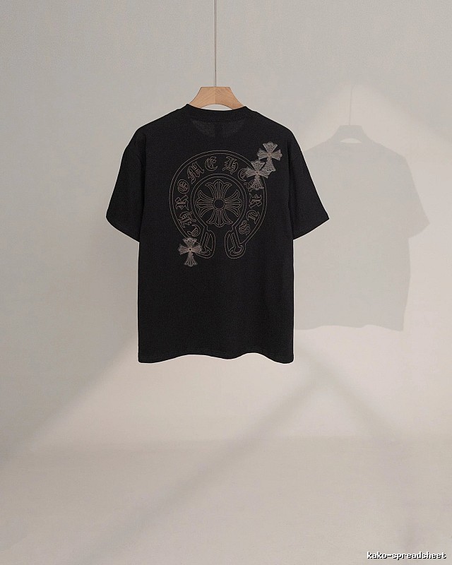 Chrome Hearts Cross Embroidered Street Style Black Short-Sleeve T-Shirt