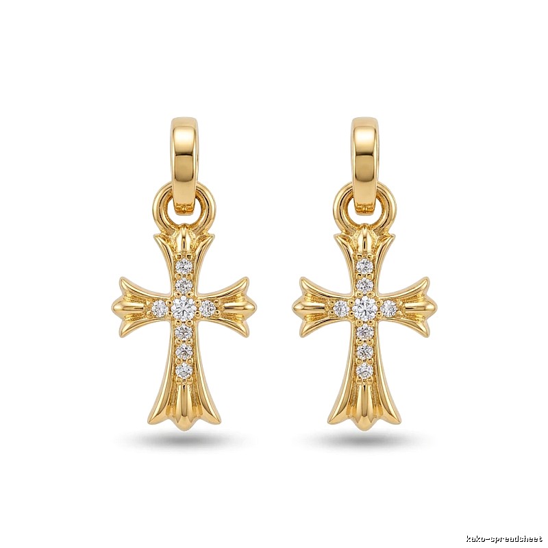 Chrome Hearts Cross Trendy and Cool Style Gold Earrings