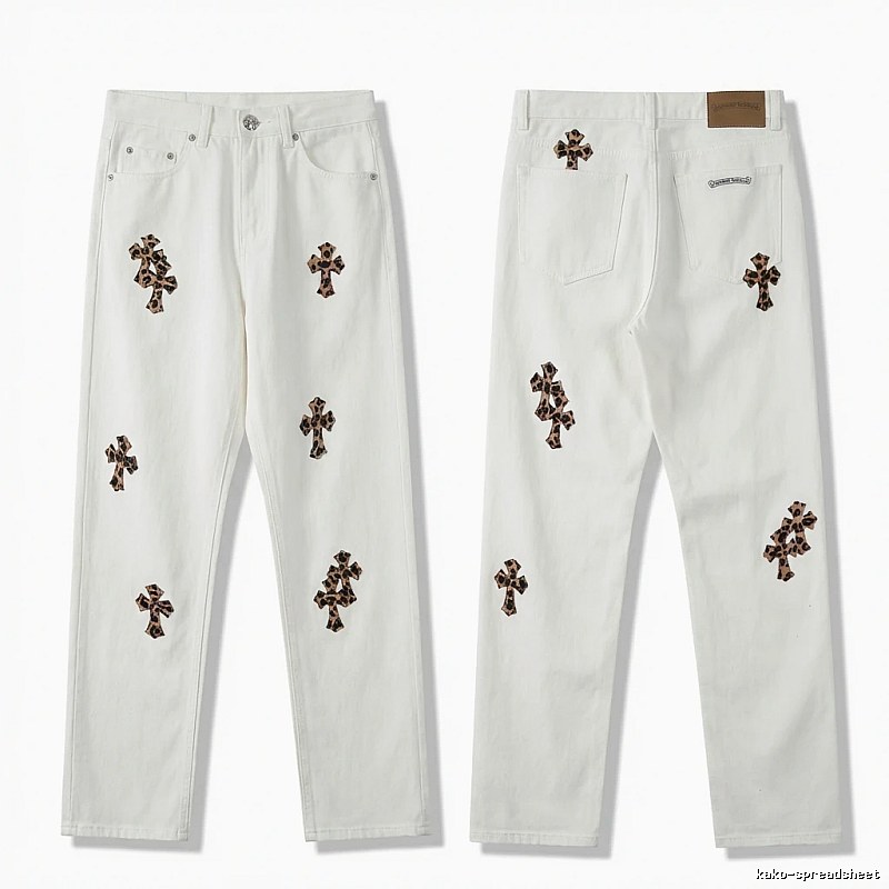 Chrome Hearts Cross Trendy Cool White Jeans