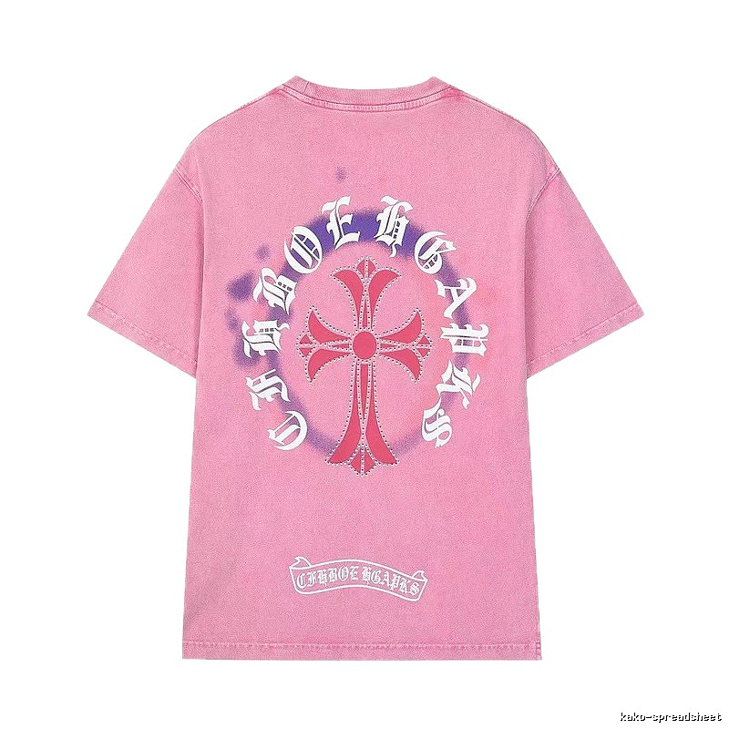 Chrome Hearts Cross Vintage Style Pink T-Shirt