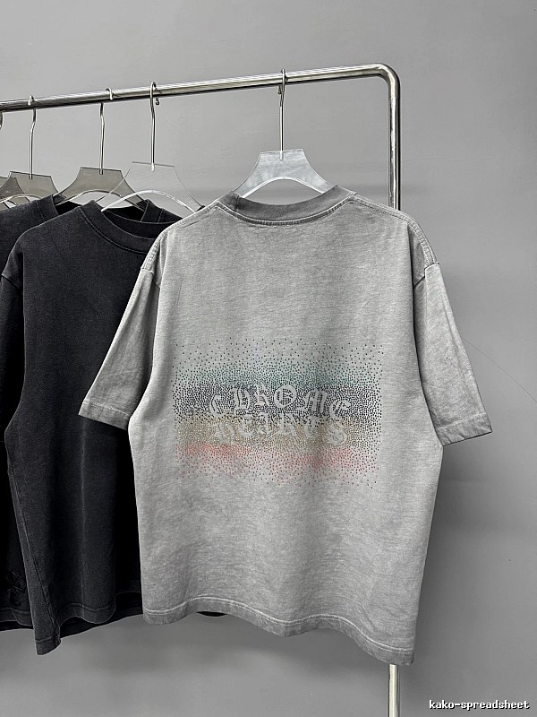 Chrome Hearts Distressed Gradient Hot-fix Rhinestone Gray Short-sleeve T-shirt