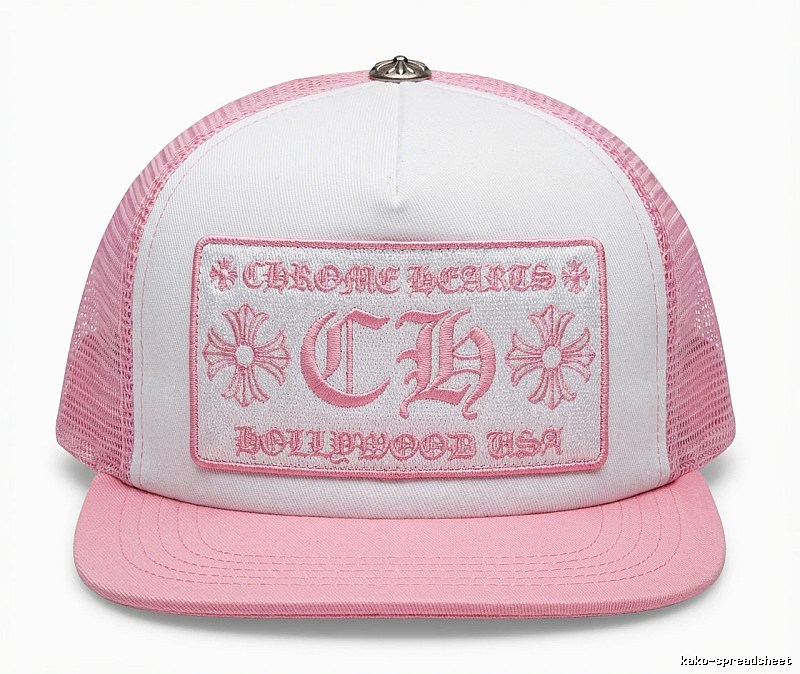 Chrome Hearts Retro Style Pink and White Hat