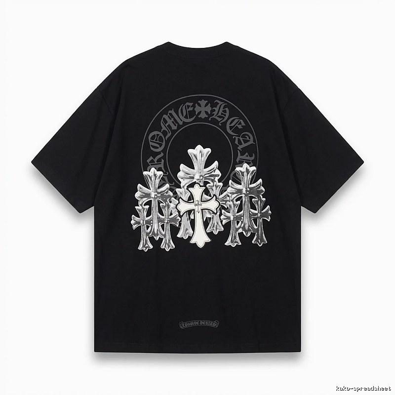 Chrome Hearts Silver Cross Black T - Shirt
