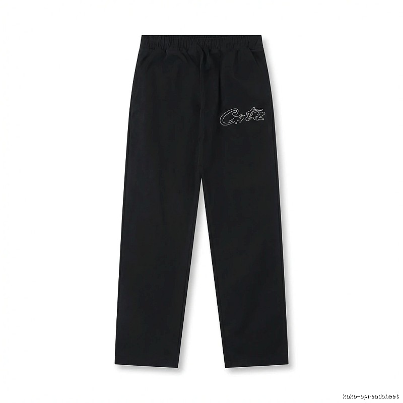 Corteiz minimalist style black long trousers