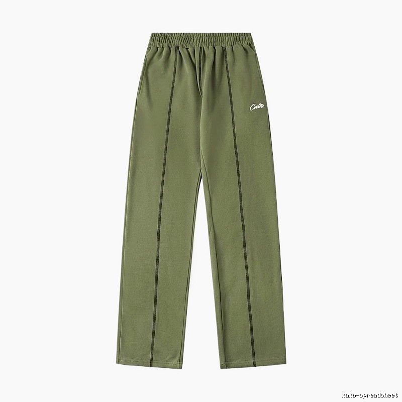 Corteiz minimalist style olive green long trousers