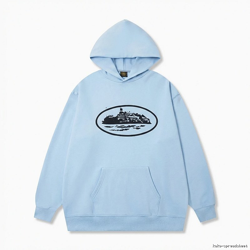 Corteiz Print Minimalist Light Blue Hoodie