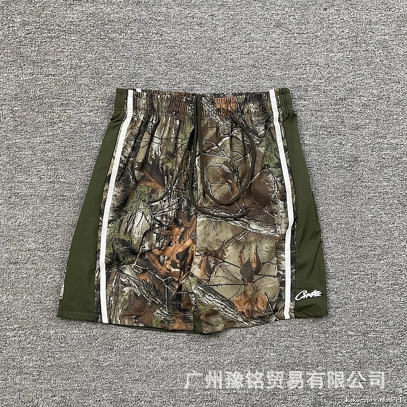 Corteiz Street Style Camouflage Army Green Athletic Shorts
