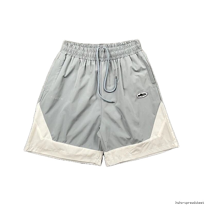 Corteiz Street Style Light Grey and White Colorblock Athletic Shorts