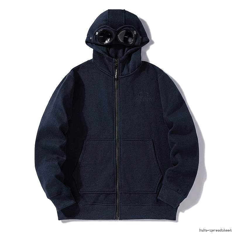 C.P. COMPANY Workwear Style Navy Blue Hoodie