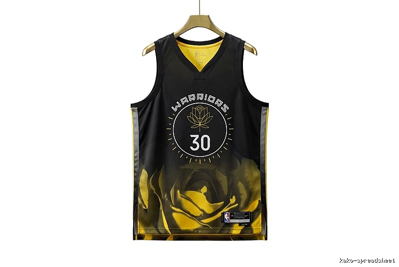 Curry Warriors black and yellow trendy brand jersey