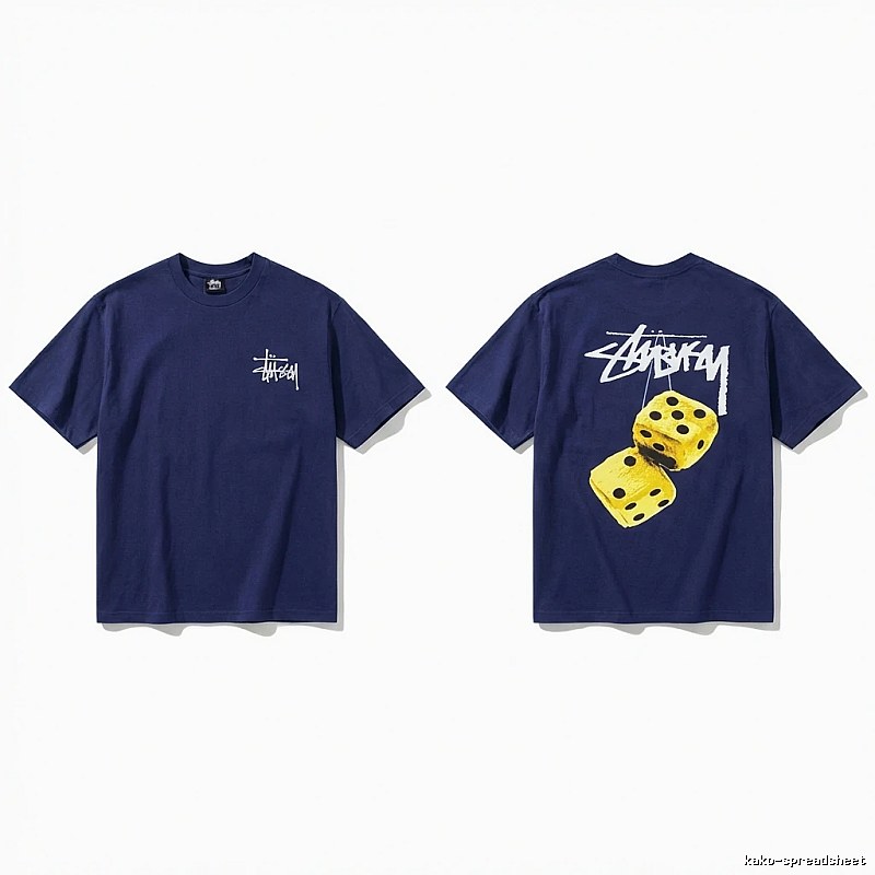 Deep blue T-shirt with Stussy dice print
