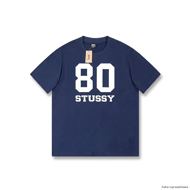 Deep blue T-shirt with Stussy digital printing