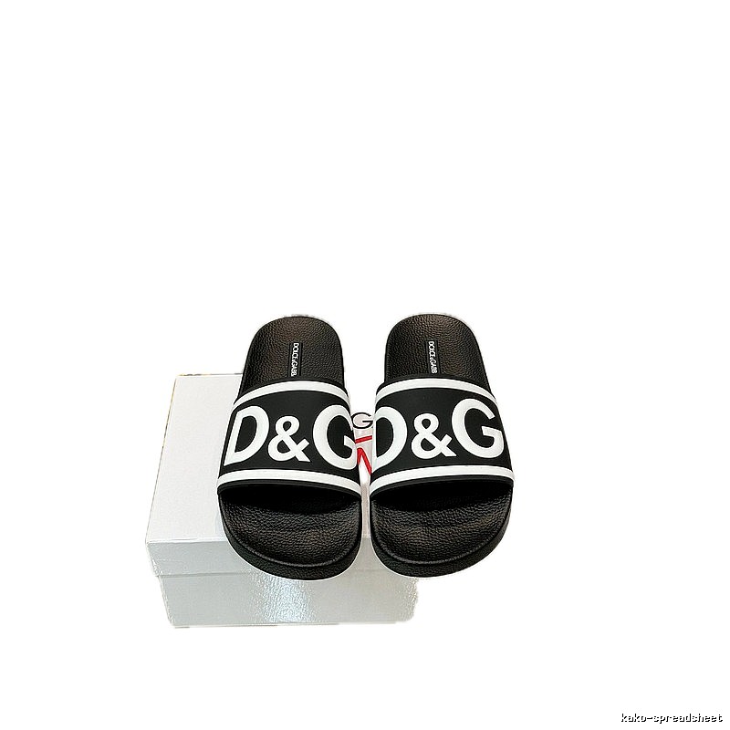 D&G Classic Large Logo Casual Style Black Slide Slippers