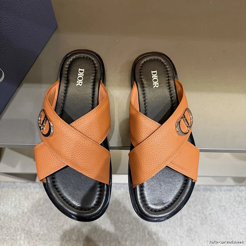 Dior CD Buckle Light Luxury Style Caramel Slide Sandals