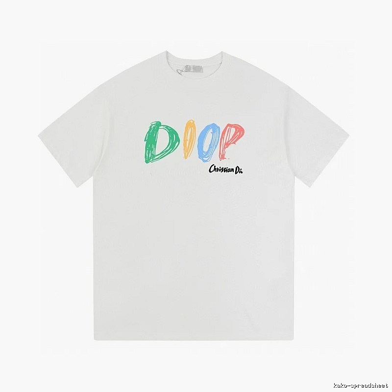 Dior Colorful Graffiti Casual Style White Short-sleeve T-Shirt