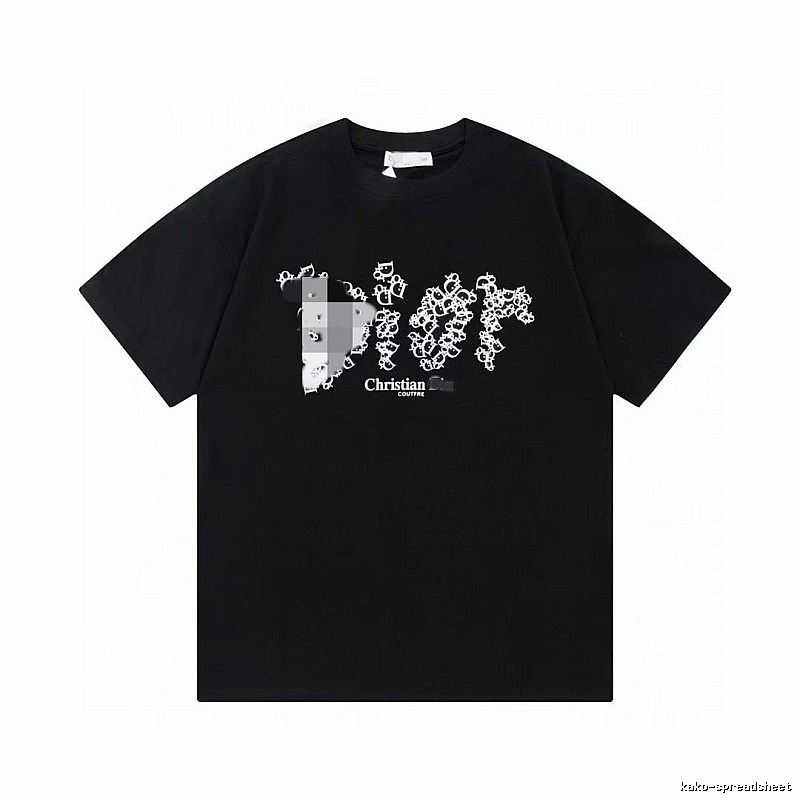 Dior Cool & Trendy Style Printed Black Short-sleeve T-shirt