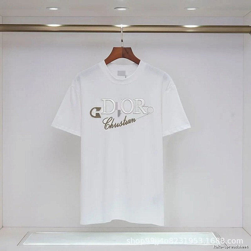 Dior Embroidered Light Luxury Style White Short-sleeve T-shirt