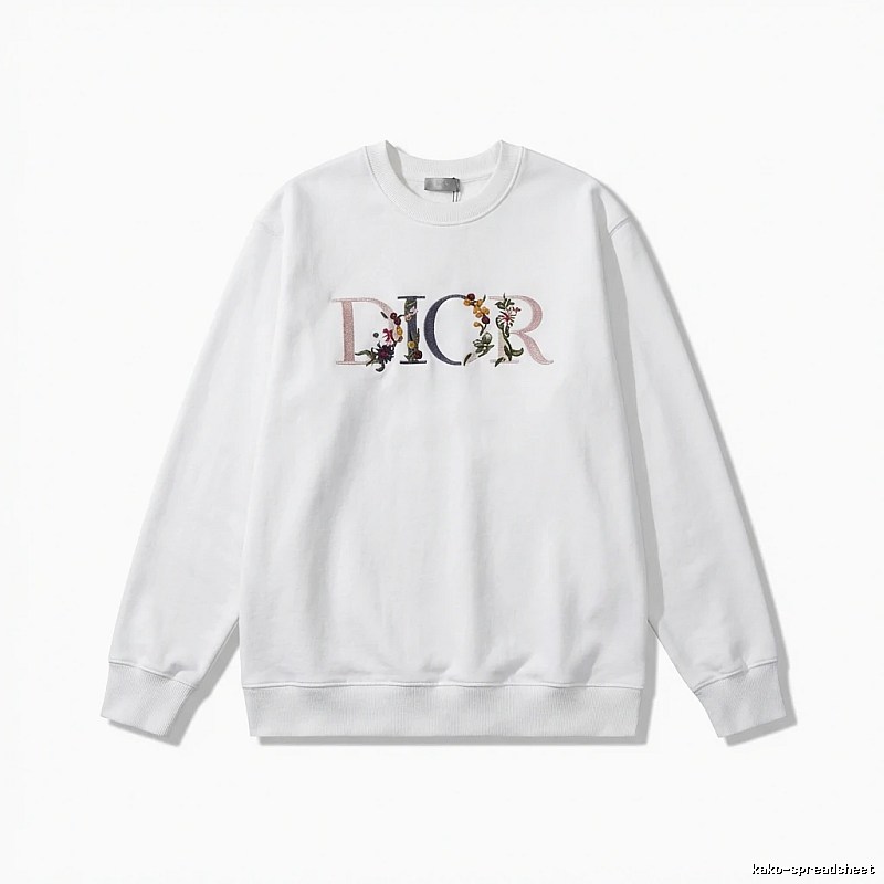 Dior floral embroidery style white sweatshirt