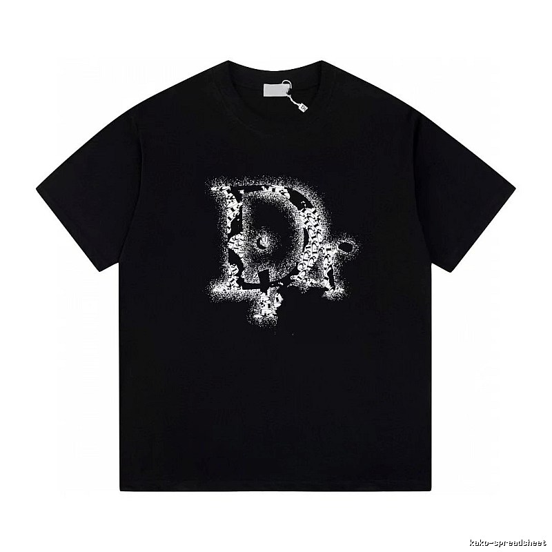 Dior Large D Print Trendy Style Black T-Shirt