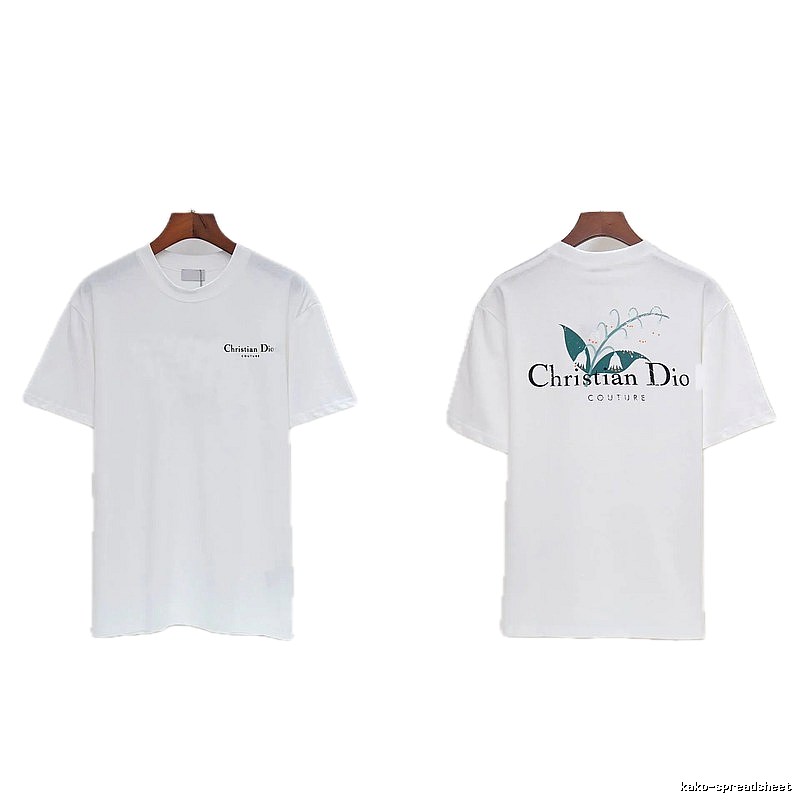 Dior Lily of the Valley Collection Casual Style White T-Shirt