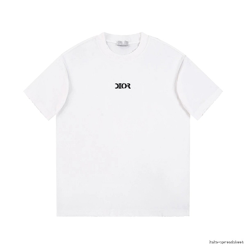 Dior Minimalist Style Embroidered Logo White Short-sleeved T-shirt