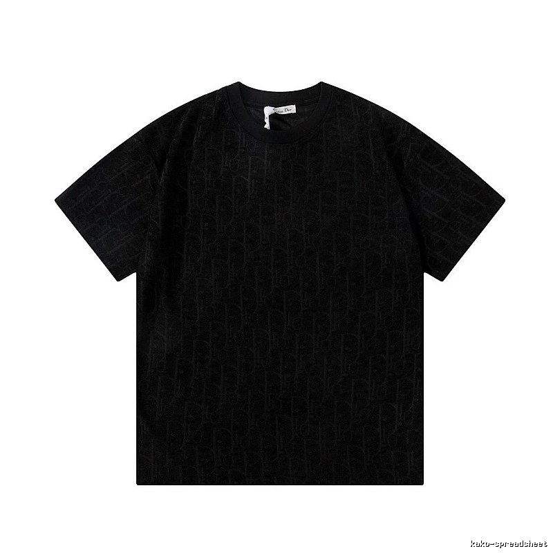 Dior Monogram All-over Print Light Luxury Style Black T-Shirt