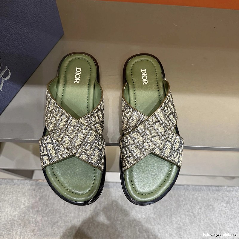 Dior Oblique Vintage-style Military Green Slides