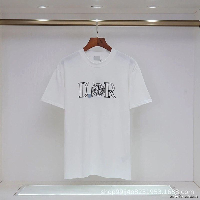 Dior x Stone Island Co-branded Casual Style White T-Shirt