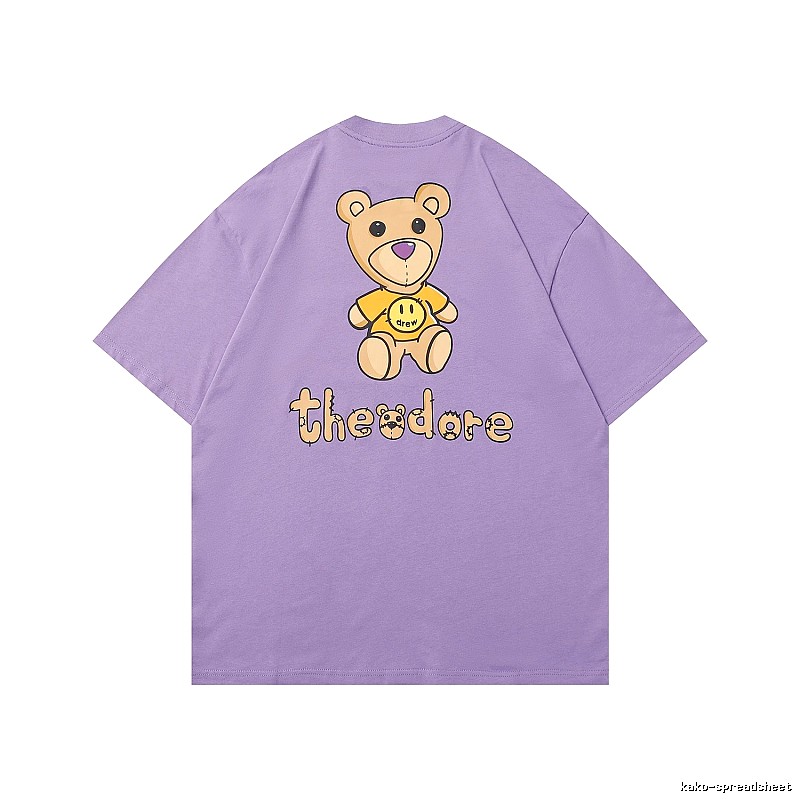 DREW Bear Print Street Style Purple T-shirt