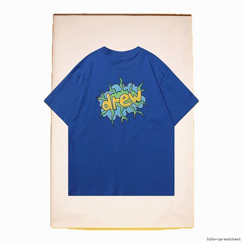 DREW Explosion Print Street Style Blue T-Shirt