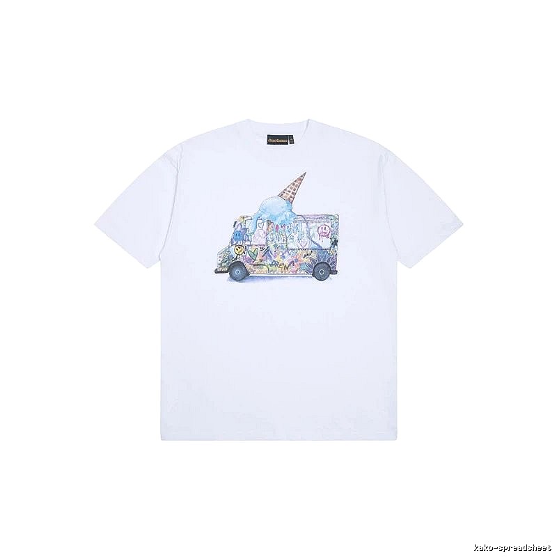 DREW Graffiti Ice Cream Truck Street Style White T-shirt