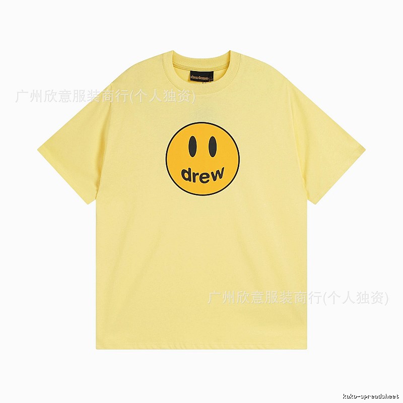 DREW Smiley Face Series Street Style Light Yellow T-shirt