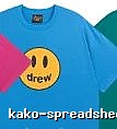DREW Smiley Face Street Style Blue Short Sleeve T-Shirt