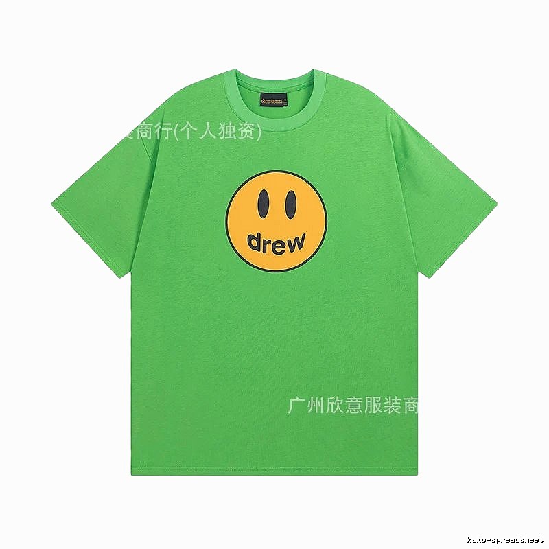 DREW Smiley Face Street Style Green Short Sleeve T-Shirt