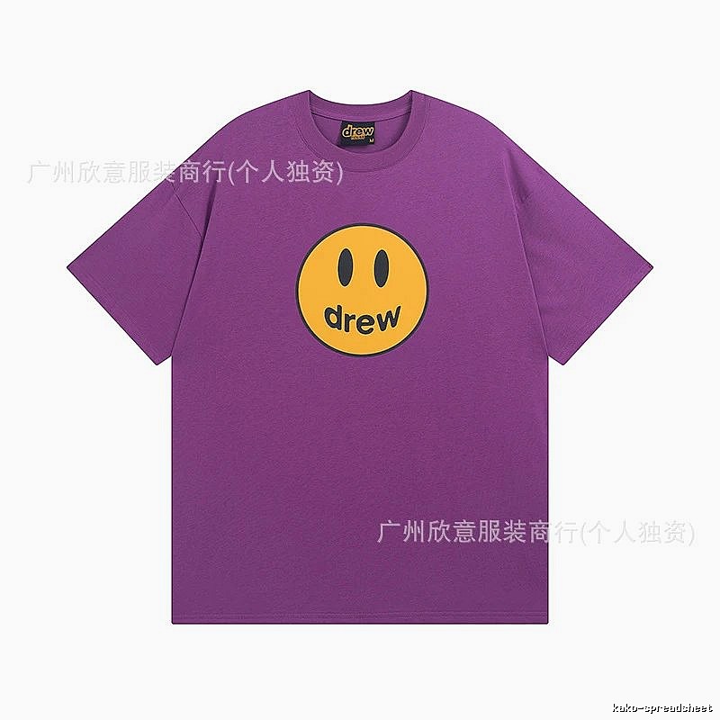 DREW Smiley Face Street Style Purple Short Sleeve T-shirt