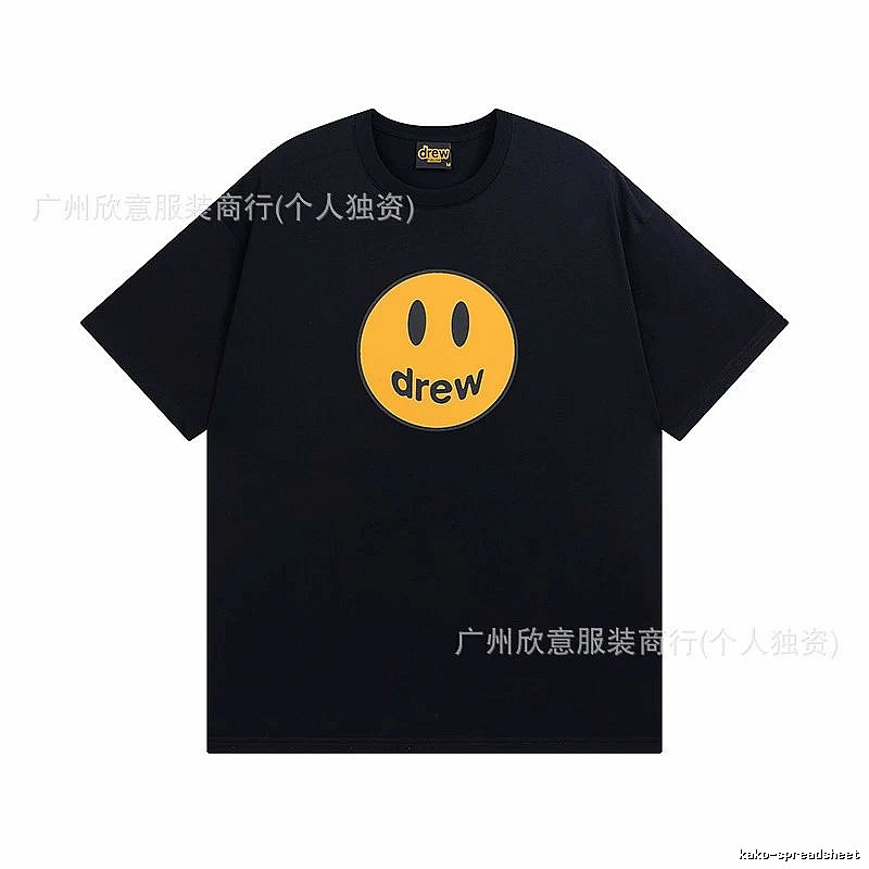 DREW Smiley Street Style Black Short-sleeve T-shirt