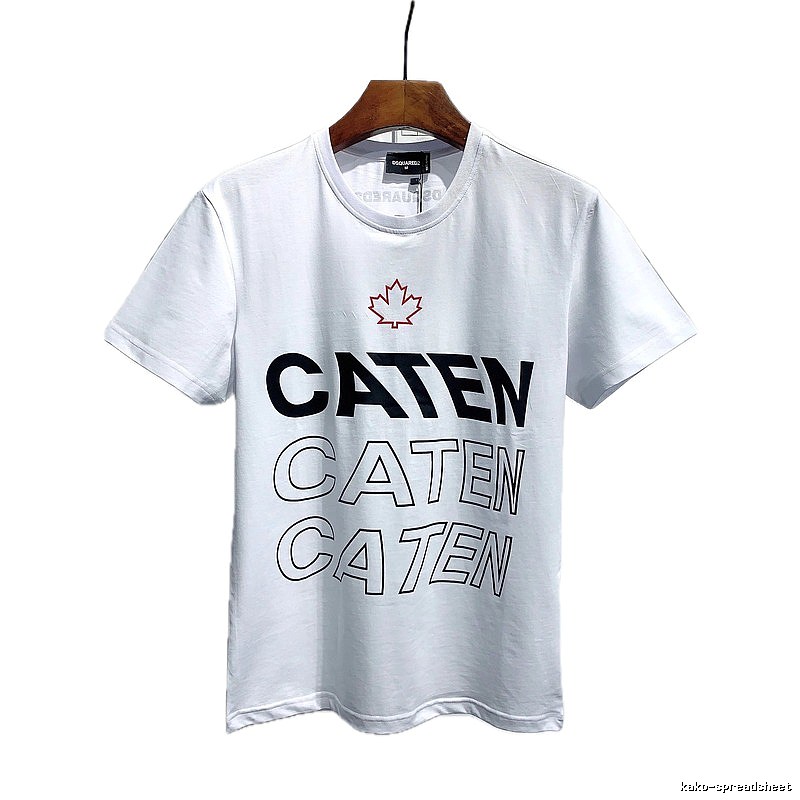 DSQ CATEN Letter Print Trendy Brand White Short Sleeve T-Shirt