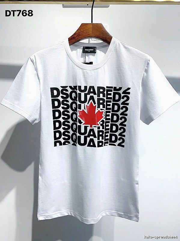 DSQ2 Maple Leaf Print Street Style White Short Sleeve T-Shirt