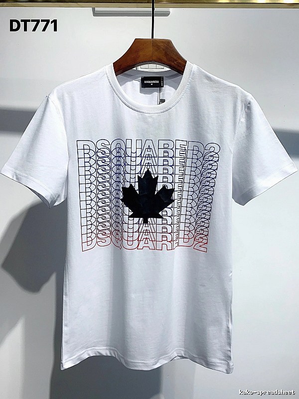 DSQUARED2 Maple Leaf Printed Streetwear White Short-sleeve T-shirt