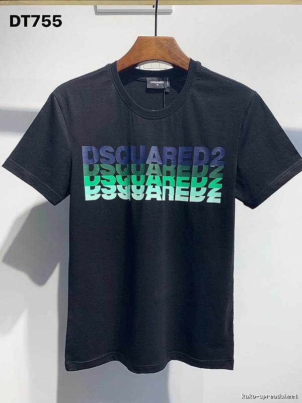 DSQUARED2 Trendy Black Short-sleeve T-shirt with Gradient Letters