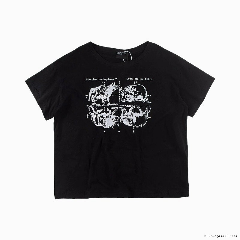 ERD Bull Print Street Style Black Short Sleeve T-shirt