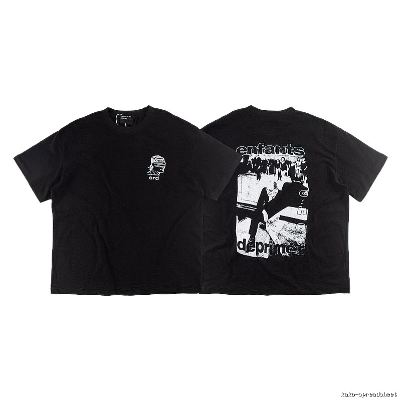ERD Portrait Print Dark Style Black Short-sleeve T-shirt