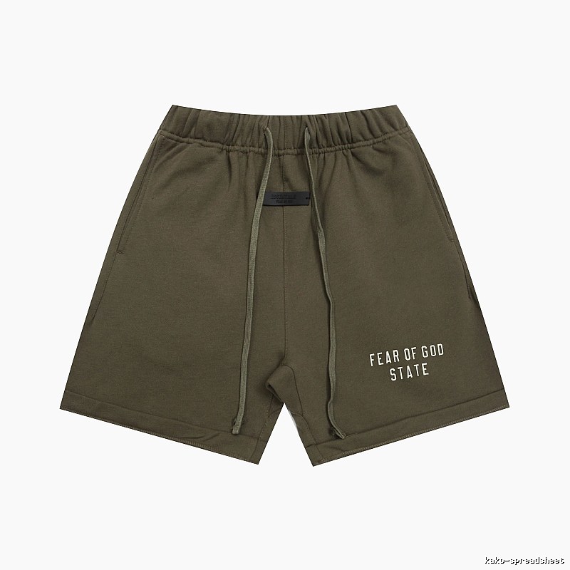 ESSENTIALS Sporty Military Green Shorts