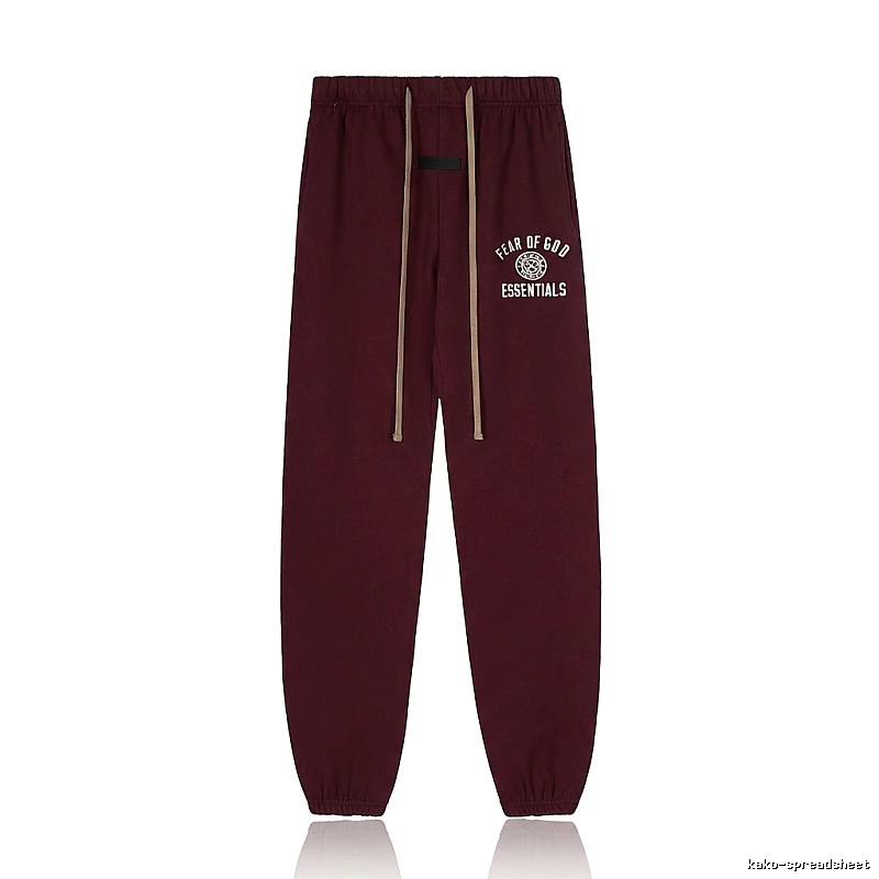 ESSENTIALS Trendy Casual Wine Red Sweatpants