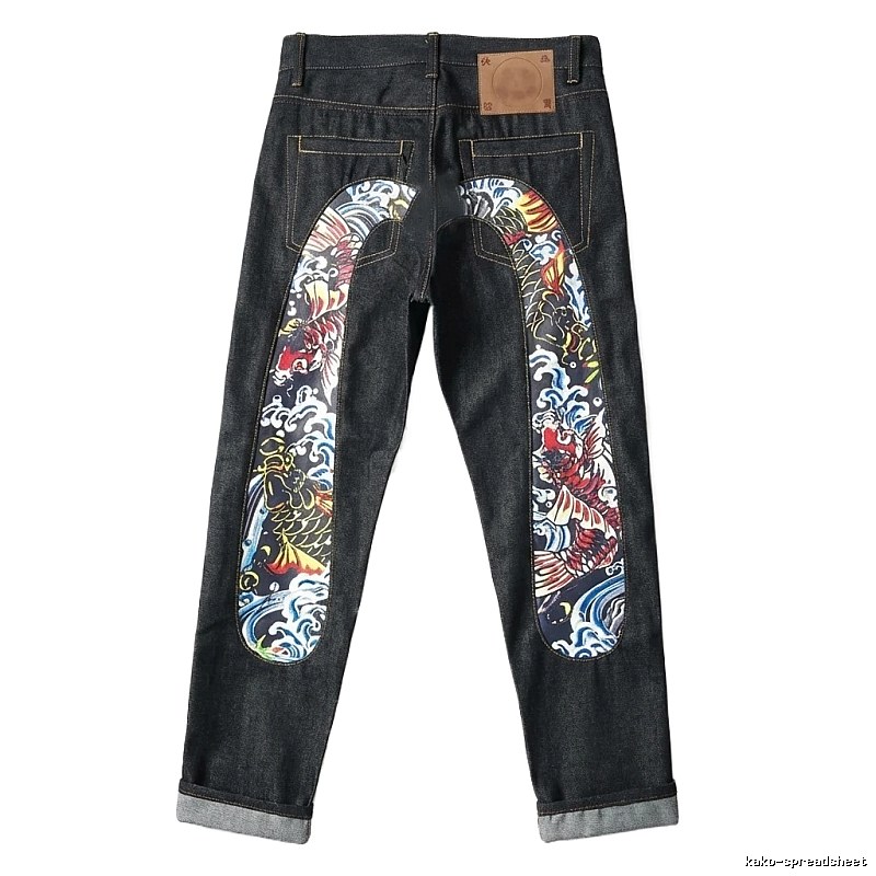 EVISU Koi Carp Trendy Black Jeans