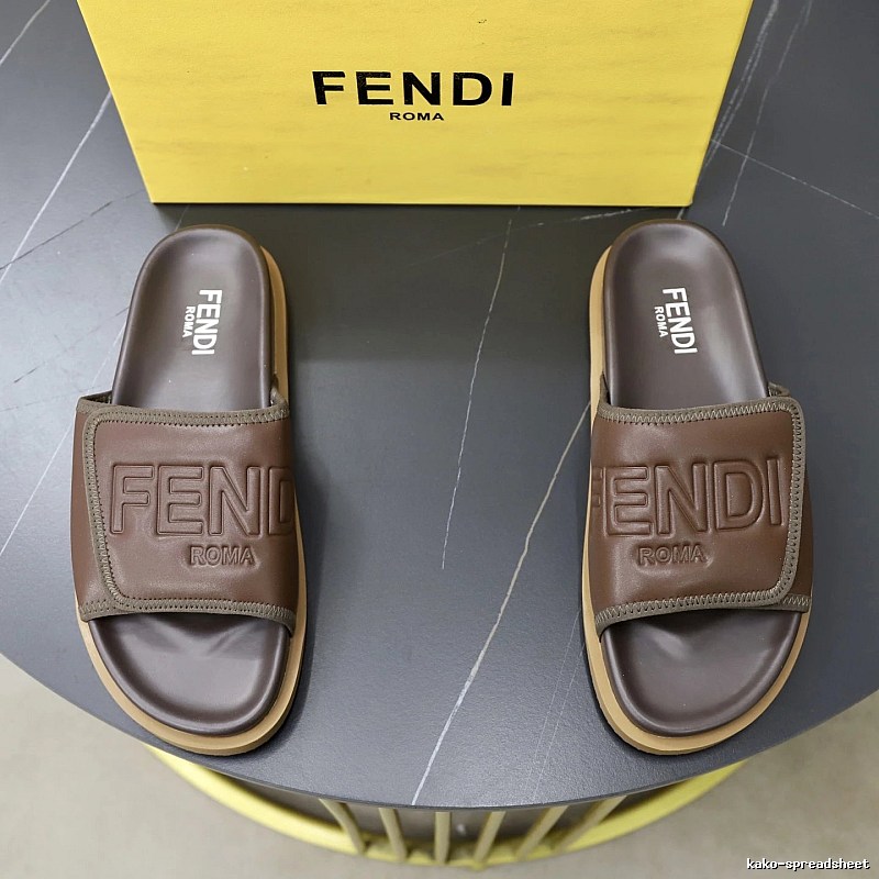 Fendi Roma Light Luxury Style Brown Slides