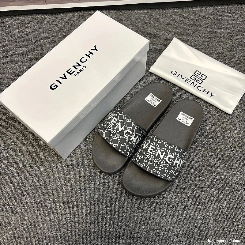 Givenchy All-Over Monogram Streetwear Style Dark Gray Slides