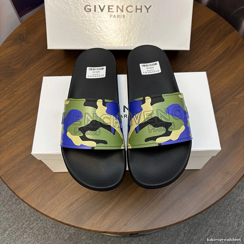 Givenchy Embossed Logo Camouflage-style Color-blocked Slide Sandals